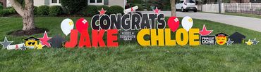 Congrats graduation set with two names in Carmel.