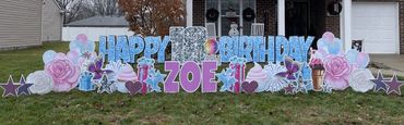 Light Blue Happy Birthday Yard Sign in Shelbyville Indiana