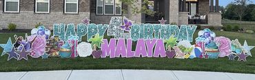 Happy 4th Birthday teal and pink yard signs indianapolis