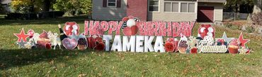 Red and White birthday yard signs greenwood and indianapolis indiana
