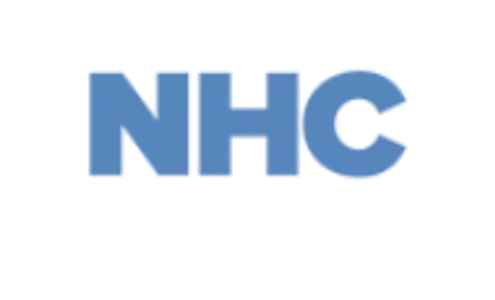 New Home Construction (NHC) logo with light blue text.