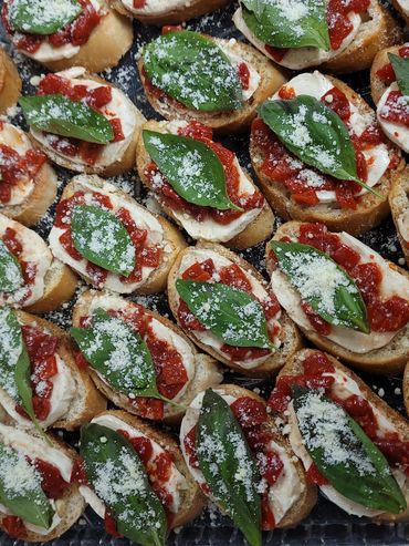Roasted Red Pepper & Fresh Mozzarella Crostini