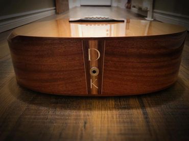 Custom initials on back of acoustic dreadnought by Cithara Guitars.