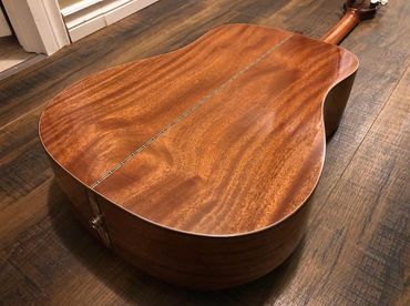 Back of custom dreadnought acoustic guitar from Cithara Guitars in Niagara Falls.