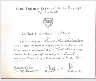 Certificate for French language