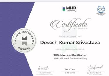 MHB CERTIFIED IN NUTRITION & LIFESTYLE COACHING