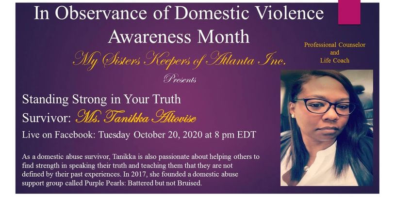 Featuring  Ms. Tanikka Altovse who survived domestic violence. 
Ms. Tanikka, My Sisters Keepers of A
