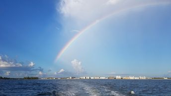 rainbow, Gulf of Mexico, Venice Beach, North Jetty, South Jetty, Venice Inlet, boat tour, sunset   