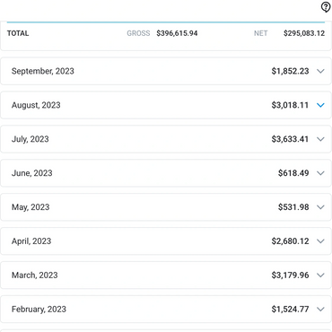 OnlyFans monthly earnings statement