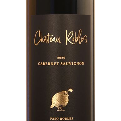 Chateau Robles wine bottle on a white background