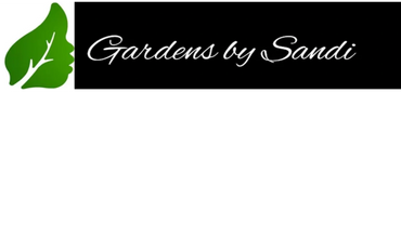 Logo for Gardens by Sandi with a green leaf design.