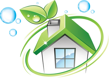 Eco-friendly house with green roof and leaves, symbolizing sustainability.