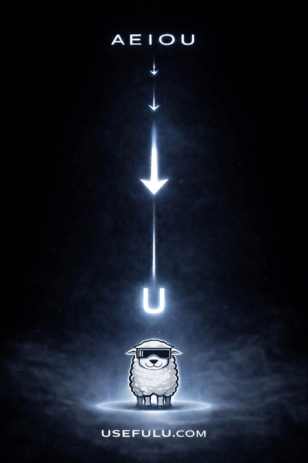 Space-themed infographic showing AEIOU flowing into a unified “U”, symbolised by EWE with VR