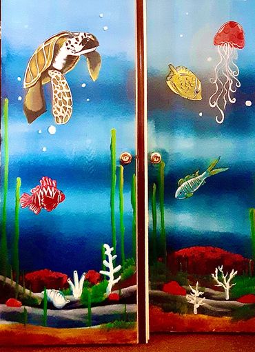 Closet doors painted for ani e lady in Florida.