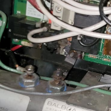 Burnt board from some other company "rigging" a heater connection.  Glad it did not burn their house