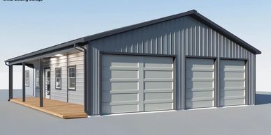 pre-engineered metal building shed and garage