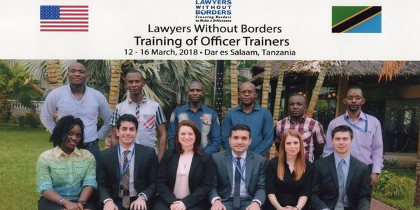 Group photo of Lawyers Without Borders trainers in Tanzania, March 2018.