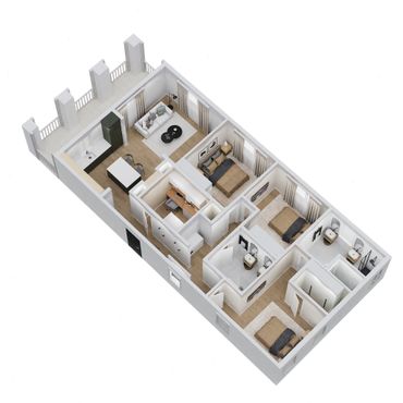 Structural Insulated Panel three bedroom two bathroom floor plan.