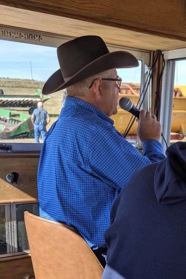 Brad Gran in the auction trailer