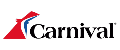 Carnival Cruise Line logo with stylized red, white, and blue whale tail.