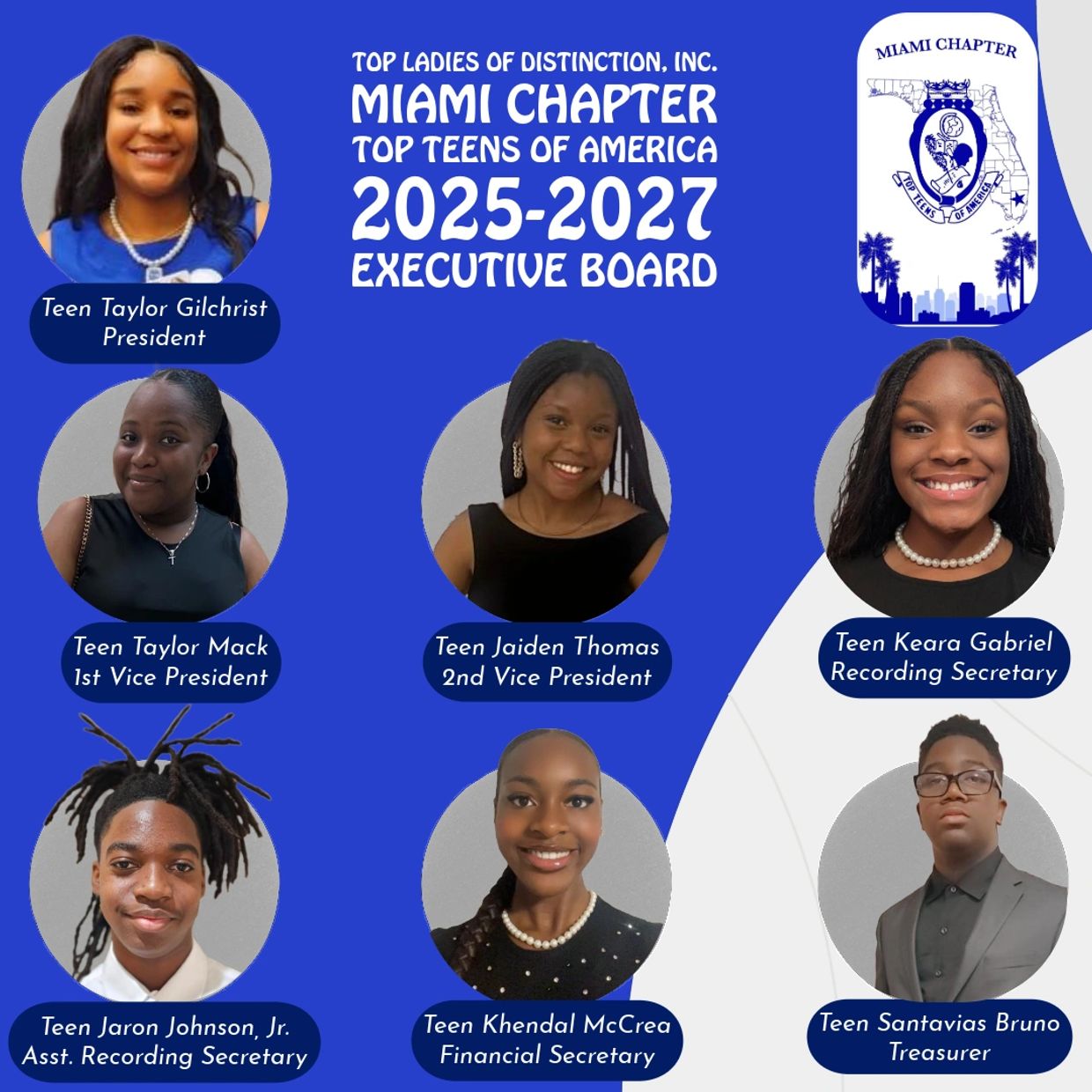 Miami Chapter Top Teens of America 2025-2027 Executive Board portrait.