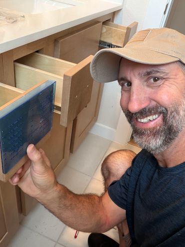 Before — Adam Taylor the Handyman installing cabinet hardware in College Park, The Woodlands, TX