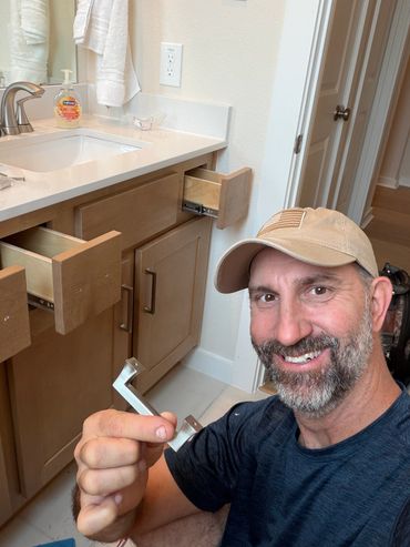 before- adam taylor the handyman install cabinet hardware - Cochran's' crossing, the woodlands, tx