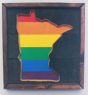 $150 - 12"x12" MN negative space Rainbow Wall art (in any state)