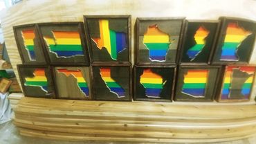 $150 - 12"x12" negative space Rainbow  Wall art (in any state)