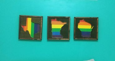 $150 - 12"x12" negative space Rainbow  Wall art (in any state)