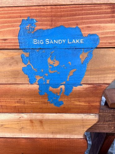 Big Sandy Lake close up, laser engraved, color filled.
