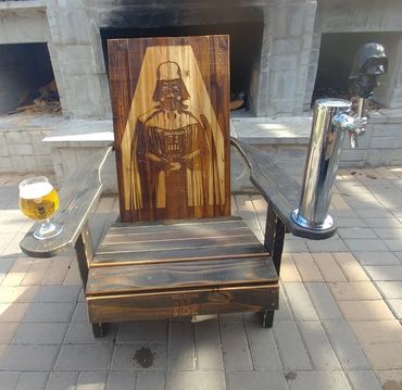 $900 - Darth Vader Beer Chair
Kit Includes:
2.5 Gal Keg
Beer Tap
CO2
Regulator 
20"x12" ice cubby