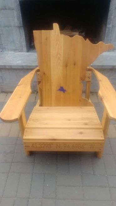 $550 - MN Lake Chair (engraved, color filled), in any state back and any lake)