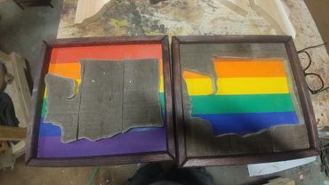$150 - 12"x12" Washington rainbow wall art