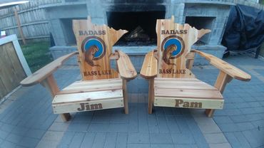 $50  - Bad Ass Bass Lake  MN Chair (laser engraved and in full color)