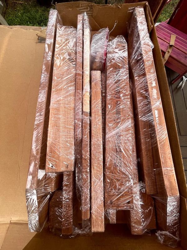 Box: 2 of 2: 36"x18"x6" 
37lbs
YouTube assembly video
UPS ground shipping (3-5 business days)