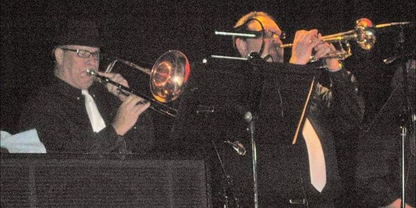 Zack Richards playing trumpet with the Diamond Project Band at Akron's famous Tangier