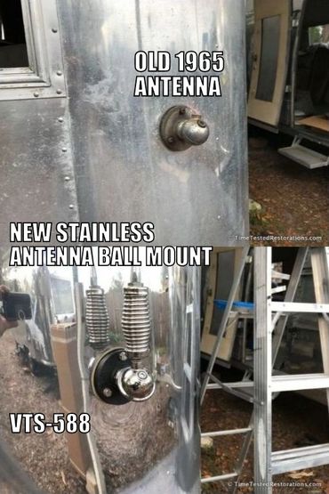 New Stainless Steel Antenna ball mount by Michael Rice of Time Tested Restorations.