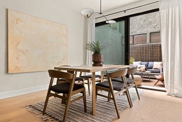 dining table, natural light, bright, airy, cheerful, interior, los angeles, design, skill