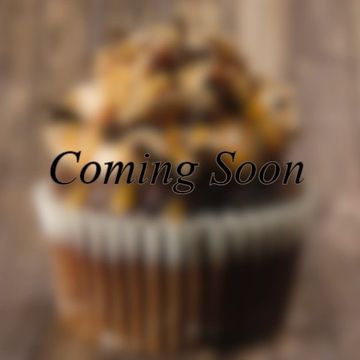 Blurred image of a cupcake with 'Coming Soon' text.