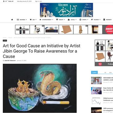 Art for good cause, Anti Tobacco, jibin George, jibingeorgefineart, Artforgoodcause, Global warming