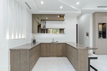 wet bar with kegerator spout
