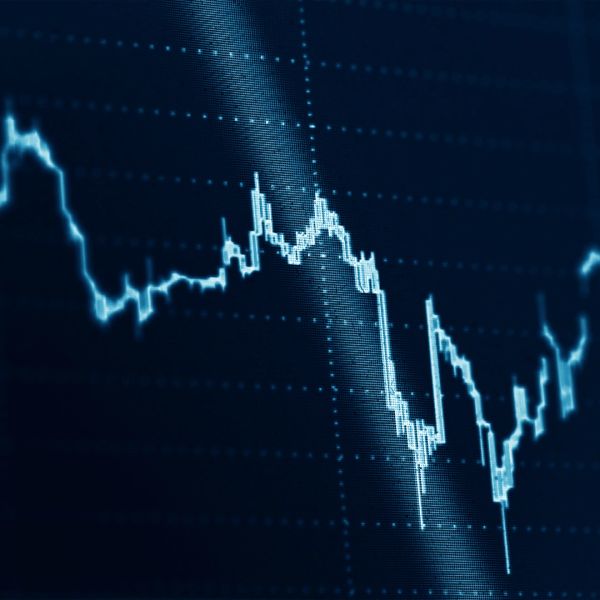 Digital chart showing fluctuating data trend.