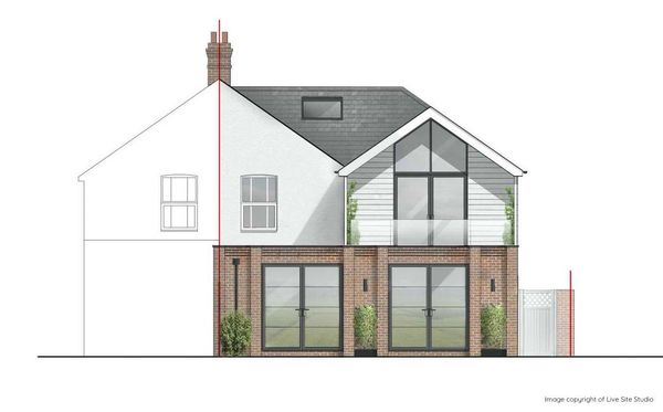 Live Site Studio extension to existing house elevation drawing design