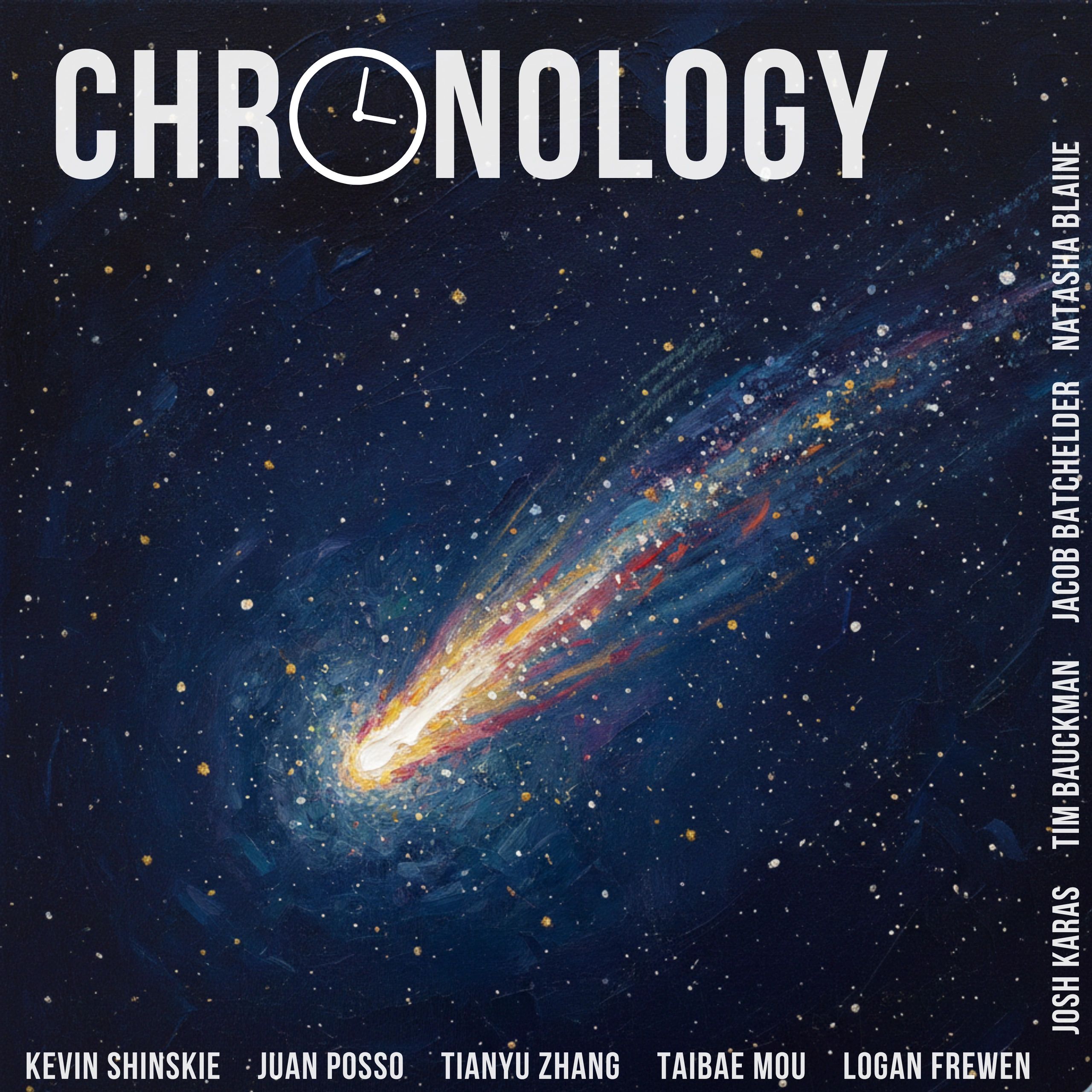 Book cover titled 'Chronology' with a cosmic background and a clock symbol.