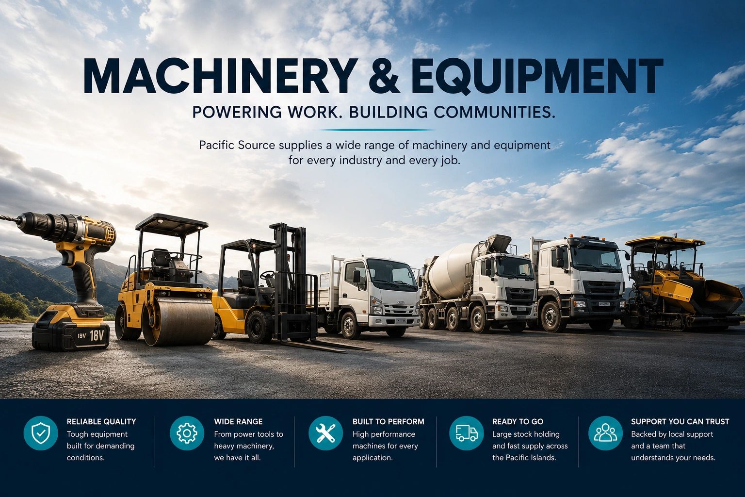New or used all machinery available from Pacific source