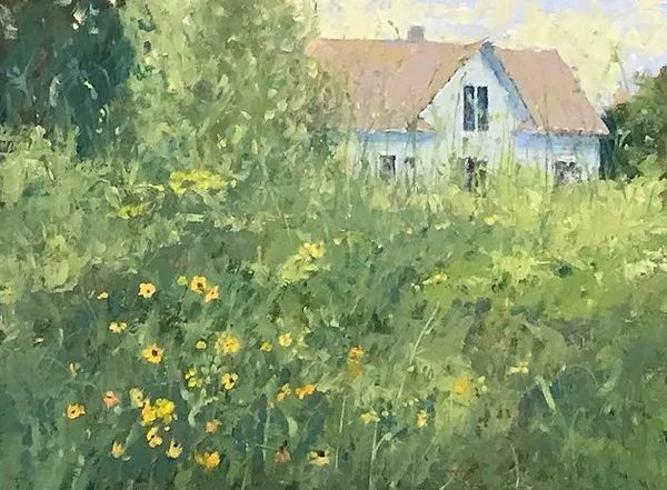 old house across a meadow