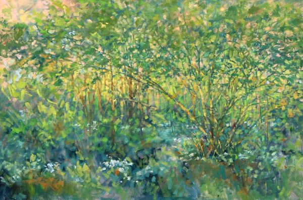 impressionistic scene of trees