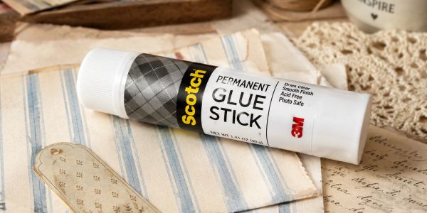 A Scotch permanent glue stick on fabric.