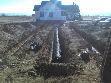 Septic system and drain field for new custom home. Teton County, Idaho